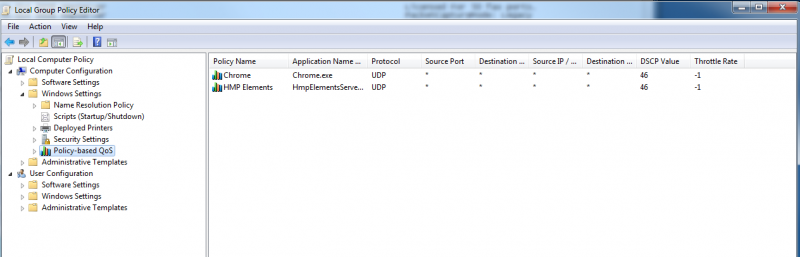 Local Group Policy Editor QoS Settings