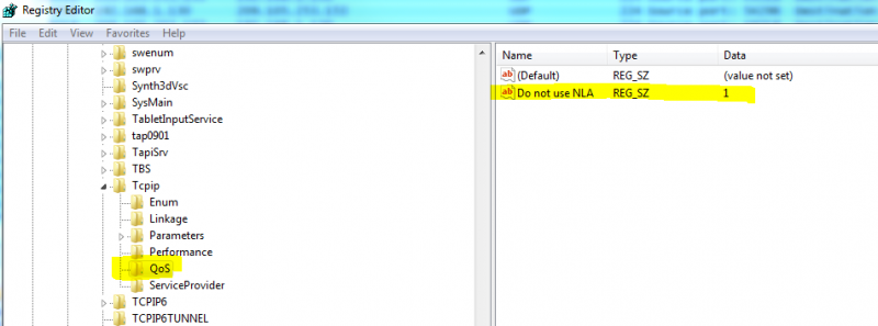 Registry Editor Example for QoS Settings