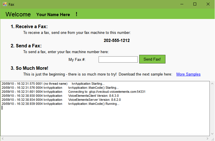 Screenshot of Faxing Solution Demo