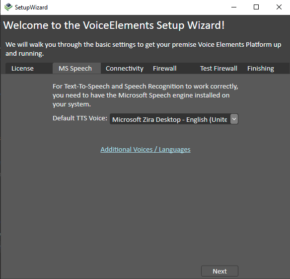 Voice Elements Dashboard - Testing Speech Recognition