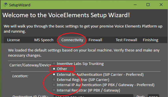 VE Premise Setup - Connectivity with External SIP