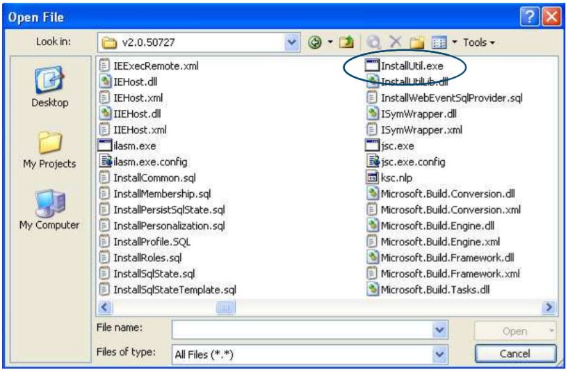 Find InstallUtilExe