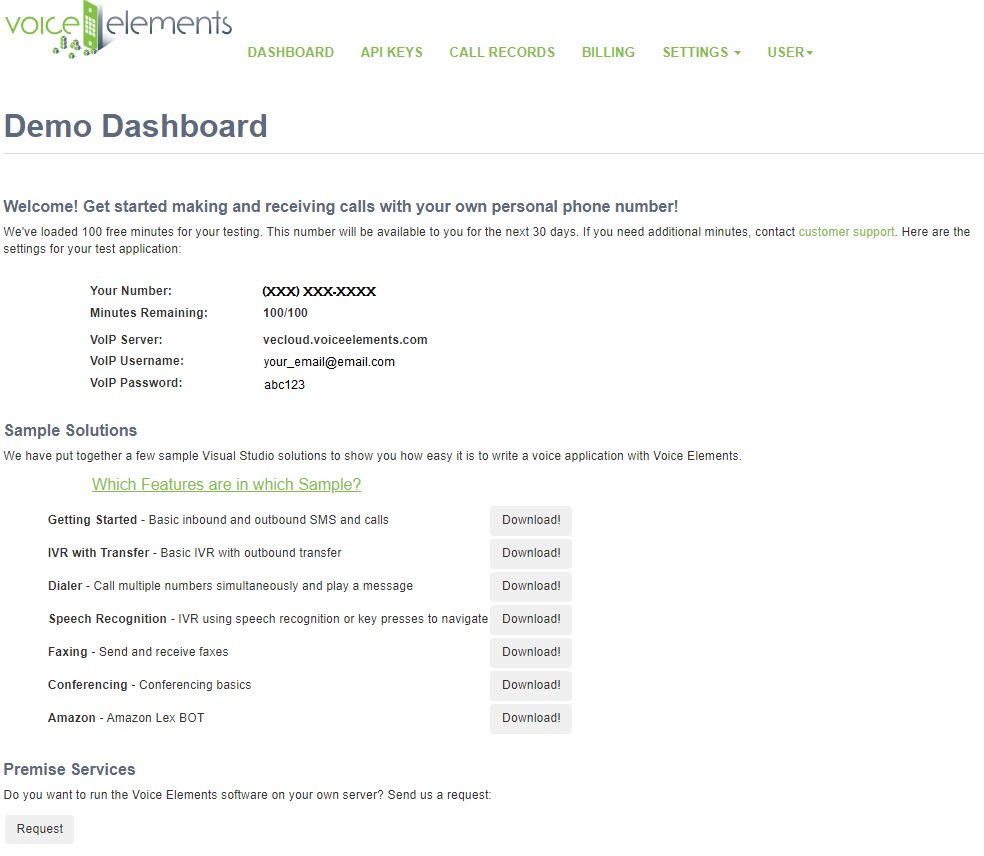 Demo Dashboard Screenshot