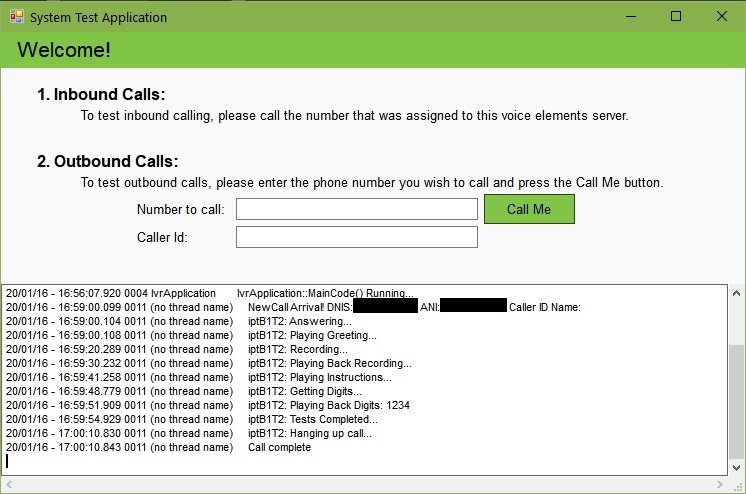 System Test Application - Inbound Test Call