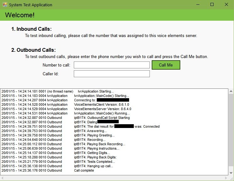 System Test Application - Outbound Test Call