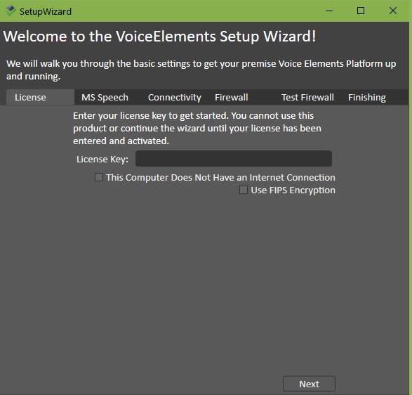 Screenshot - VE Setup Wizard: Enter License Key