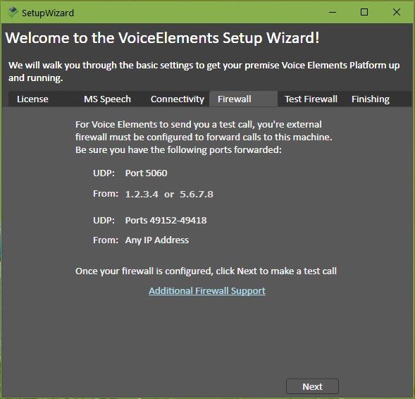 Screenshot - VE SetUp Wizard: Firewall