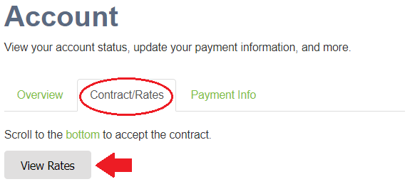 Screenshot - Customer Portal Dashboard Accepting the Contract and Rates