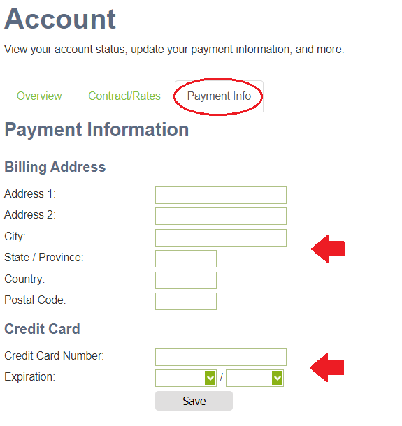 Screenshot - Customer Portal Dashboard - Entering your Account Payment Info
