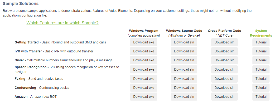 Voice Elements Customer Portal - Sample Solutions and Tutorials